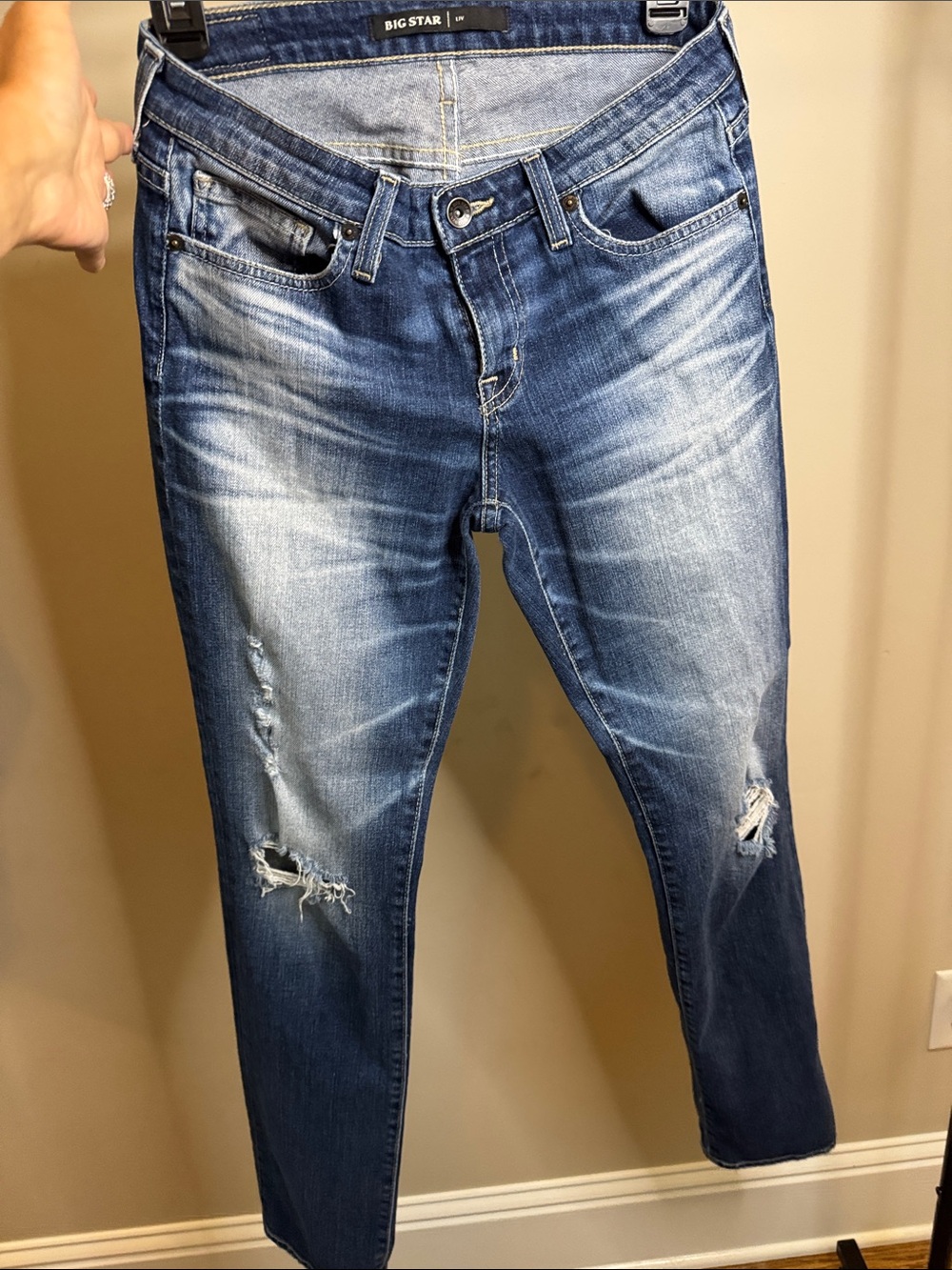 Big Star Women's Blue Distressed Skinny Jeans